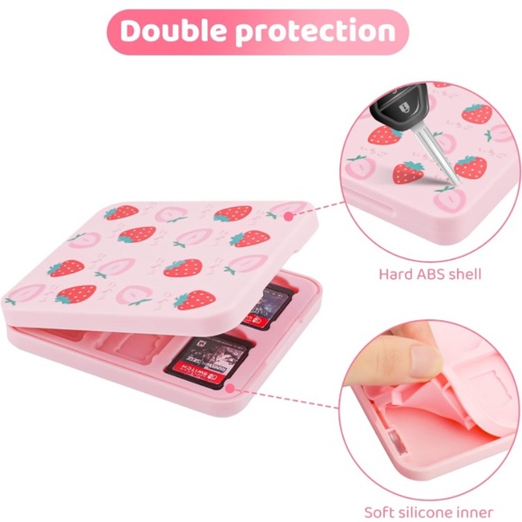 Strawberry Game Case for Nintendo Switch & Micro SD Cards NWOT - Picture 2 of 6